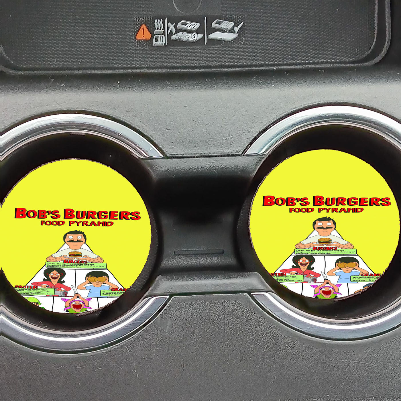 Bobs Burgers Food Pyramid Car Coasters