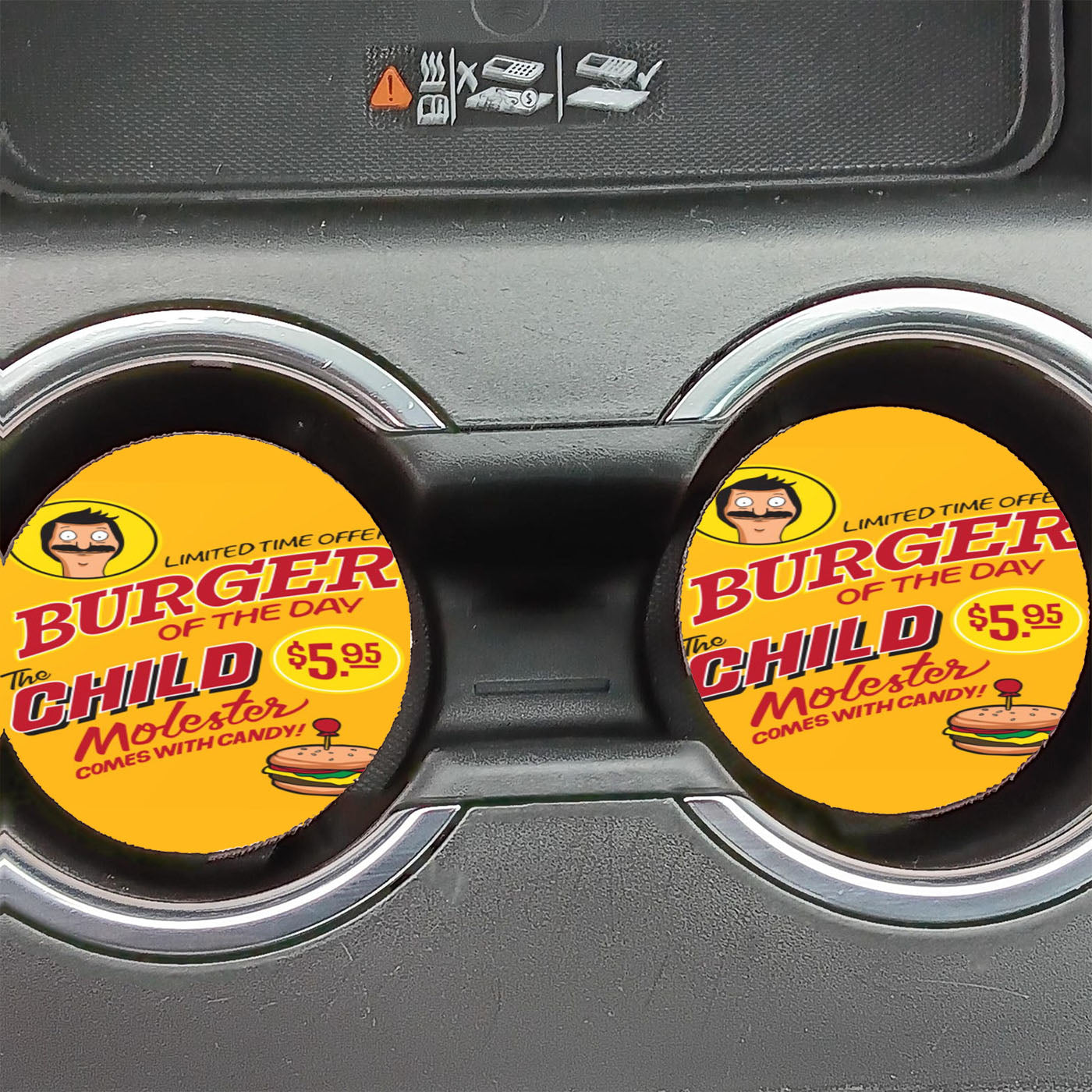 Bobs Burgers Menu Discount Car Coasters