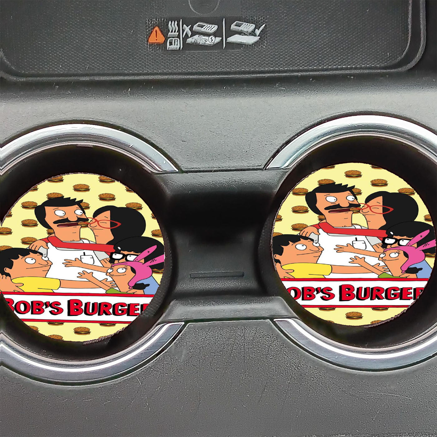 Bobs Burgers With Burgers Pattern Car Coasters