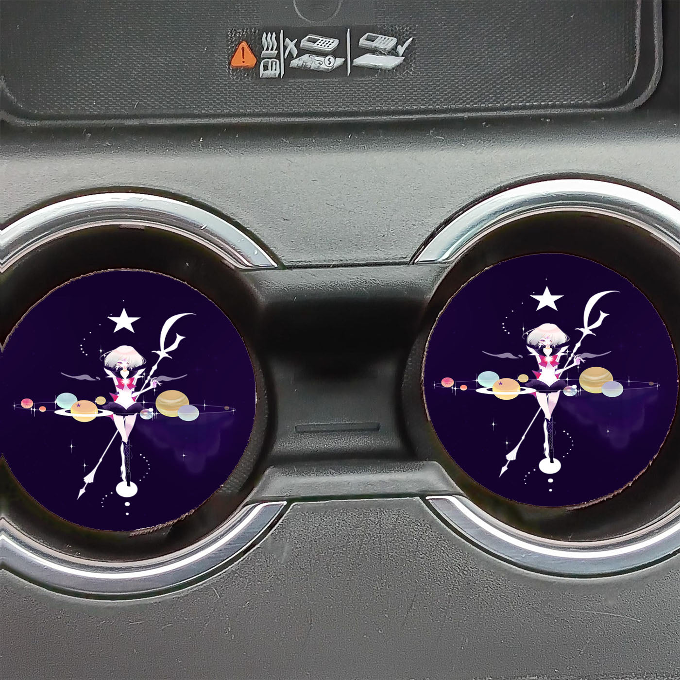 Boots Planets Sailor Moon Purple Weapons Short Hair Sailor Saturn Car Coasters