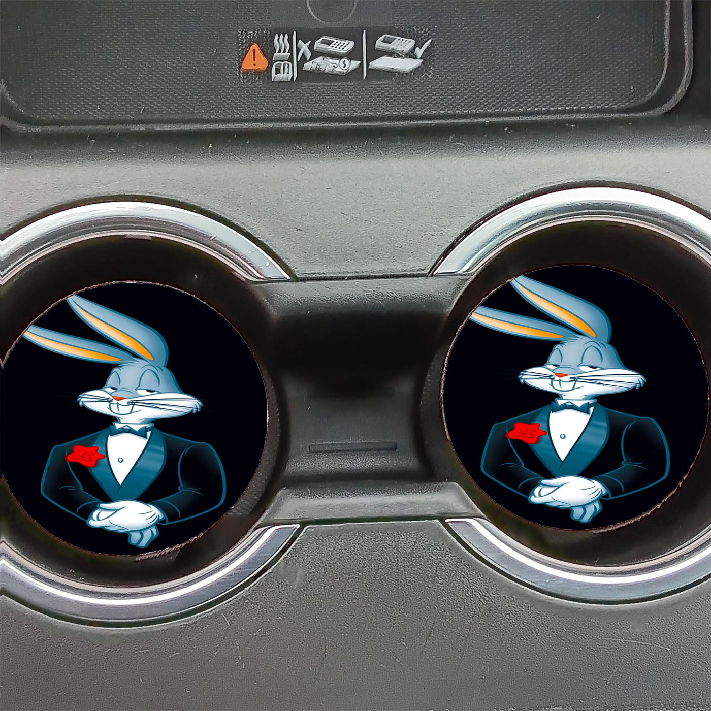 Bugs Bunny Black Car Coasters