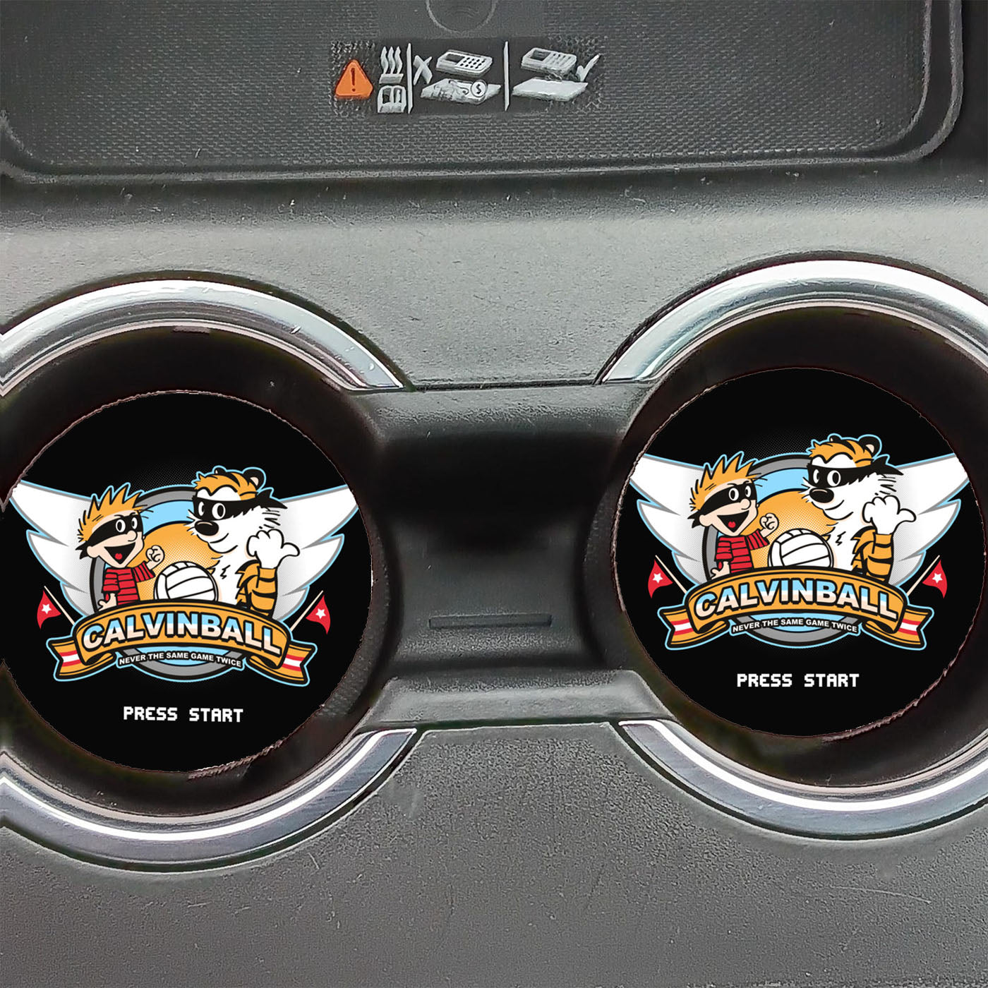 Calvin And Hobbes Black Car Coasters