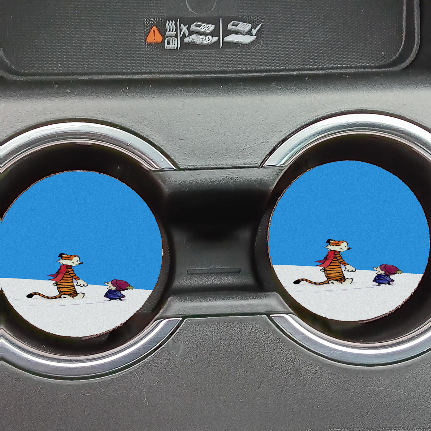 Calvin And Hobbes Christmas Snow Car Coasters