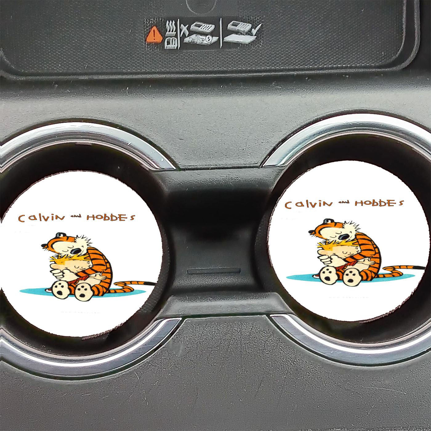Calvin And Hobbes Hug Car Coasters