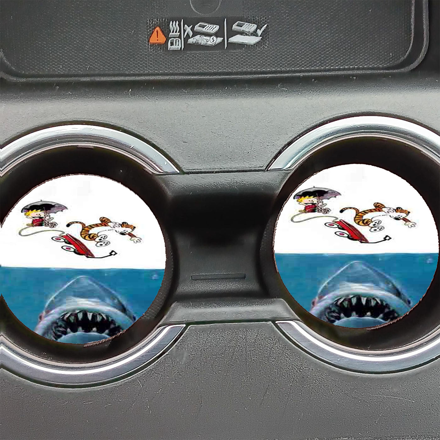 Calvin And Hobbes Jaws Car Coasters