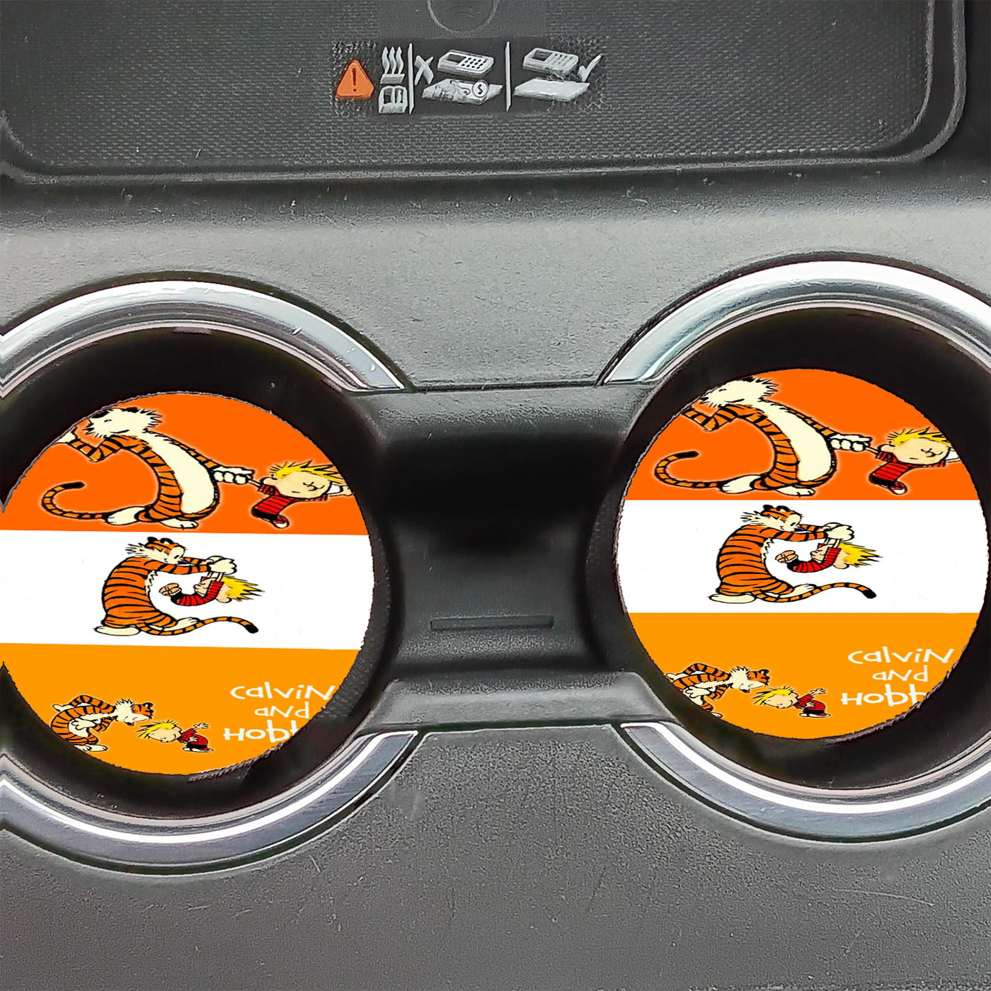 Calvin And Hobbes Orange Car Coasters