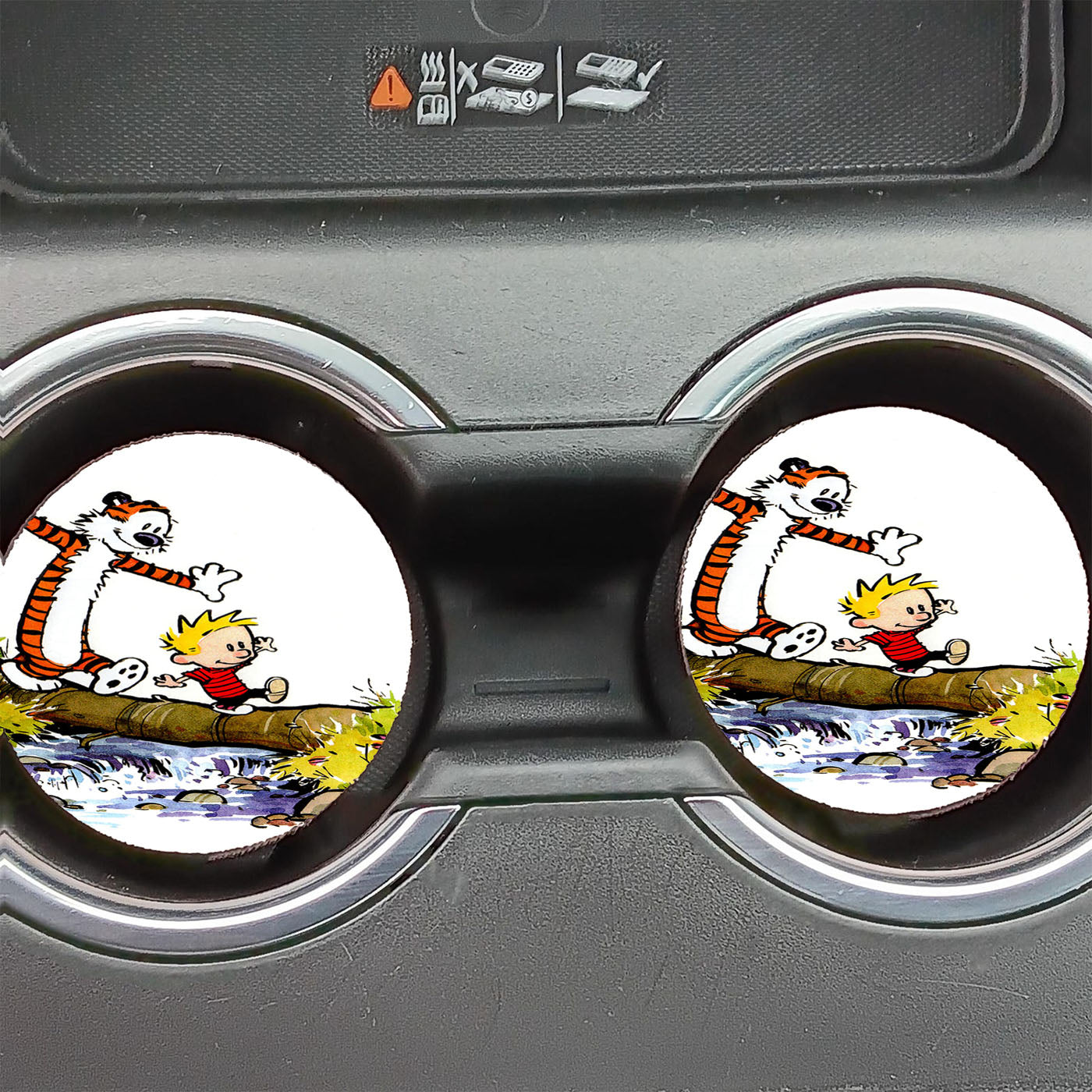 Calvin And Hobbes Play On River Car Coasters
