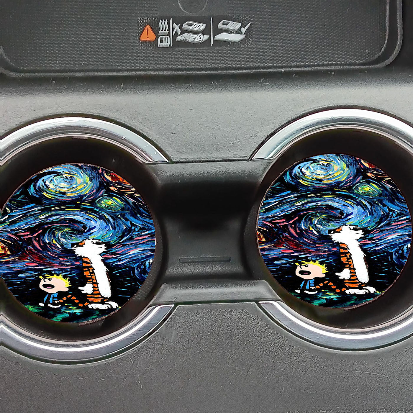 Calvin And Hobbes Starry Night Car Coasters