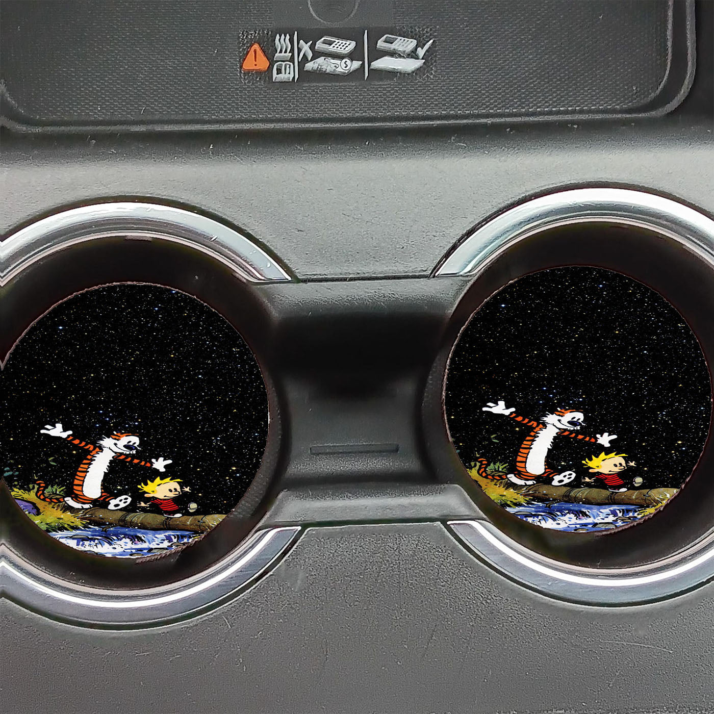 Calvin And Hobbes Stary Night Car Coasters