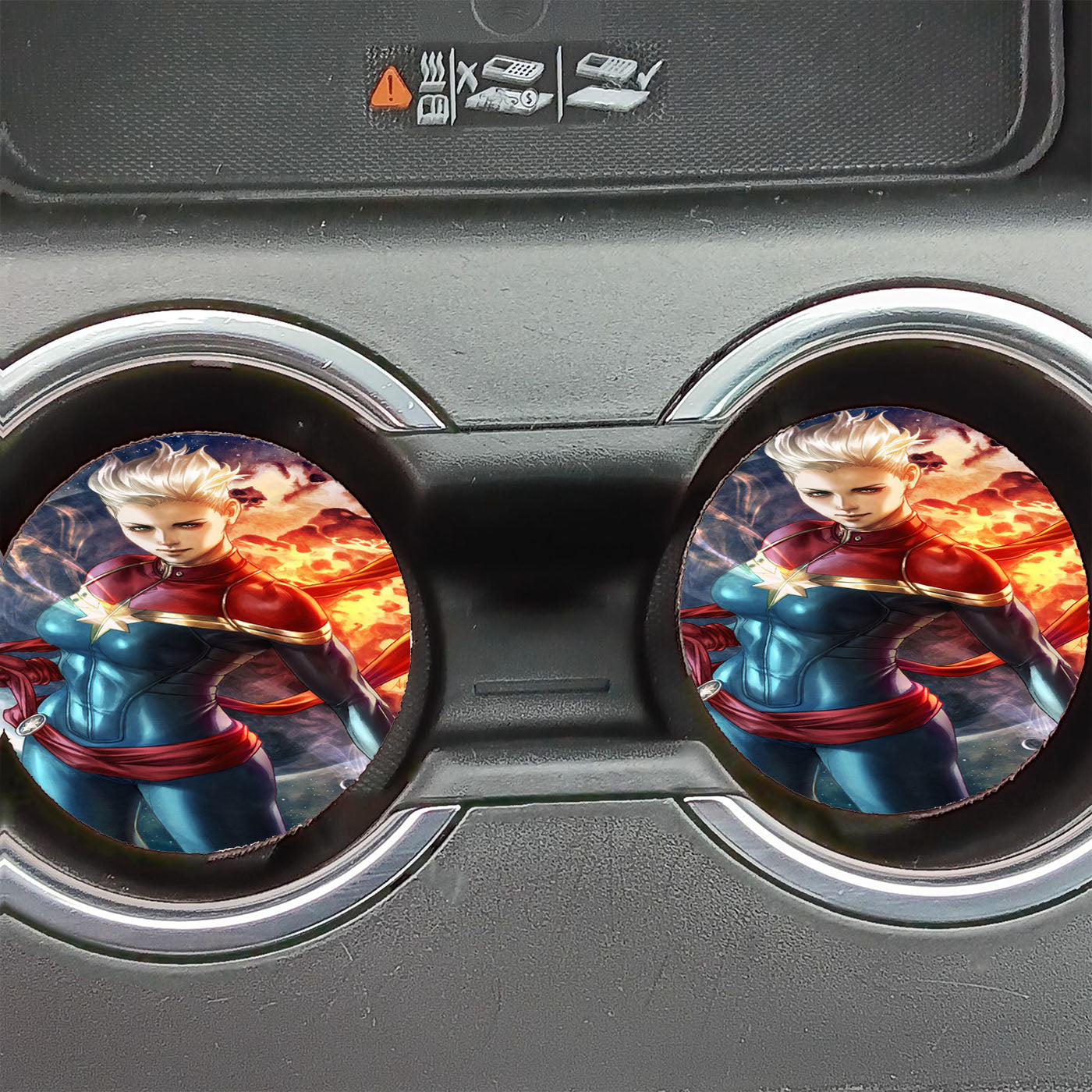 Captain Marvel War Fan Art  Car Coasters