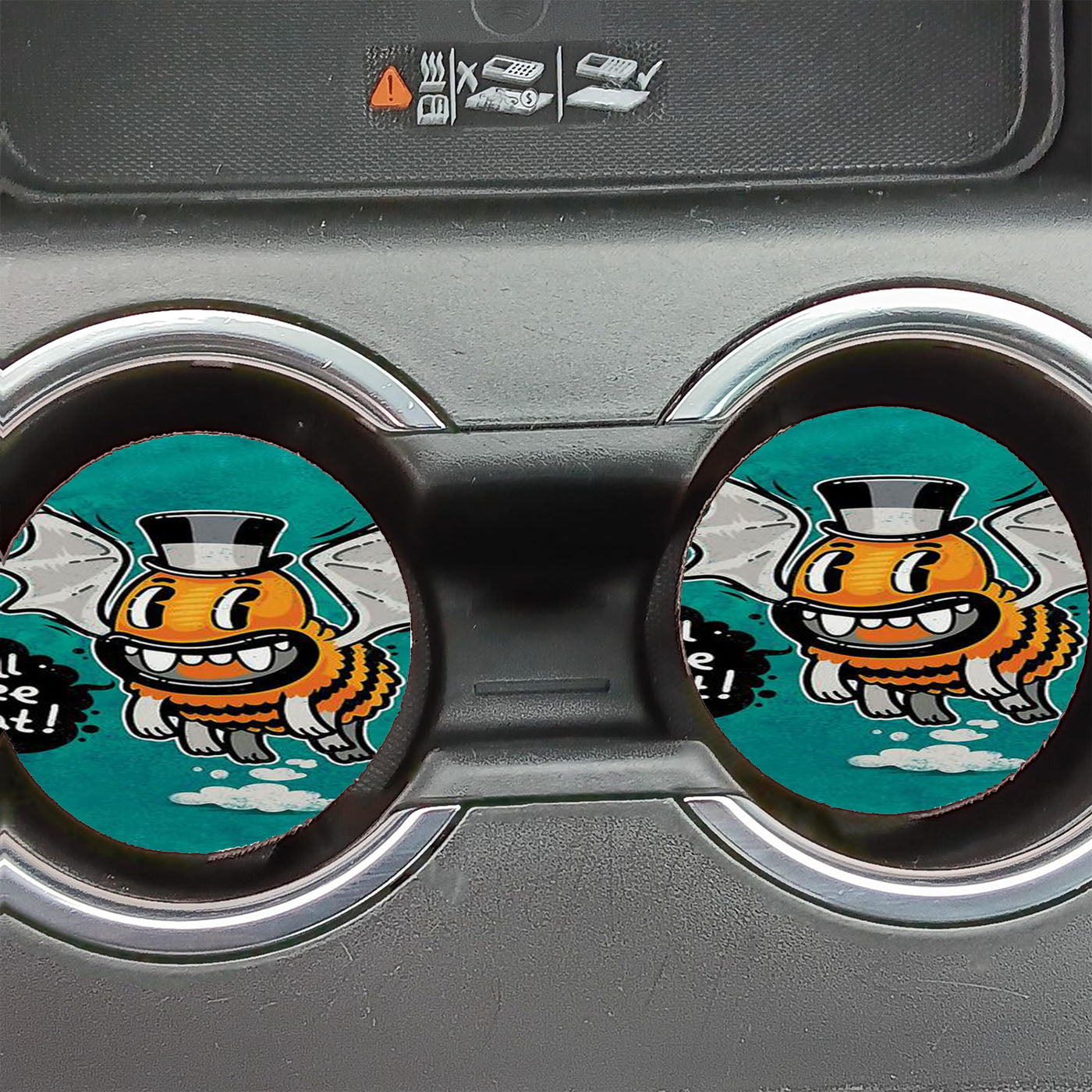Cartoon Monster I Ll Bee Bat Car Coasters