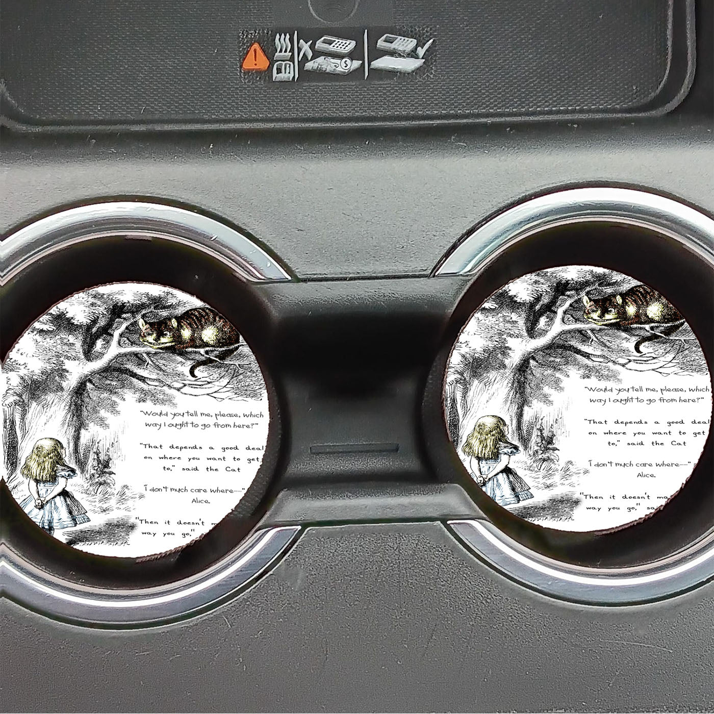 Cat Cheshire Quote Car Coasters