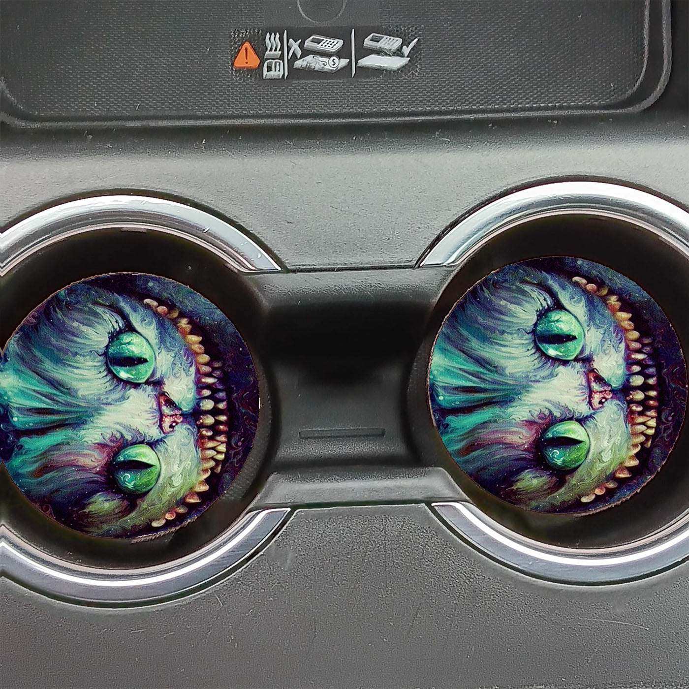 Cheshire Cat Face Galaxy Art Car Coasters