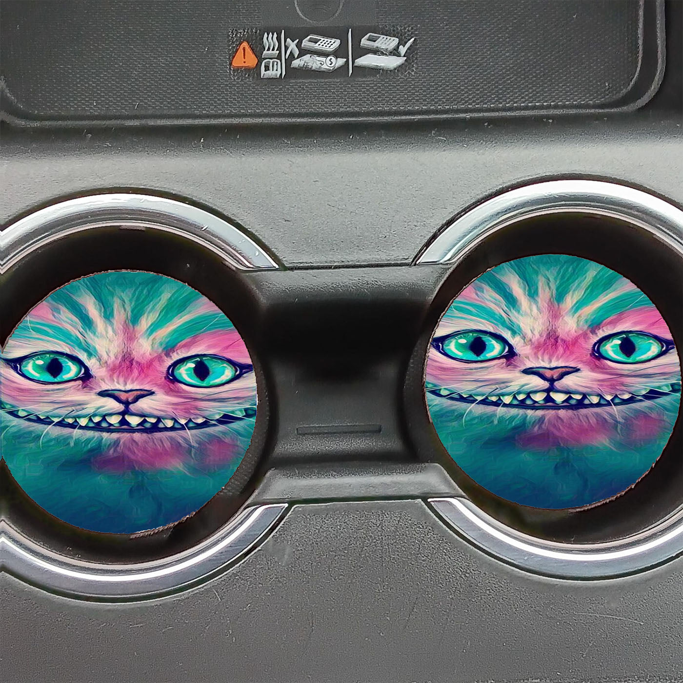 Cheshire Cat Pink And Blue Art Watercolor Car Coasters