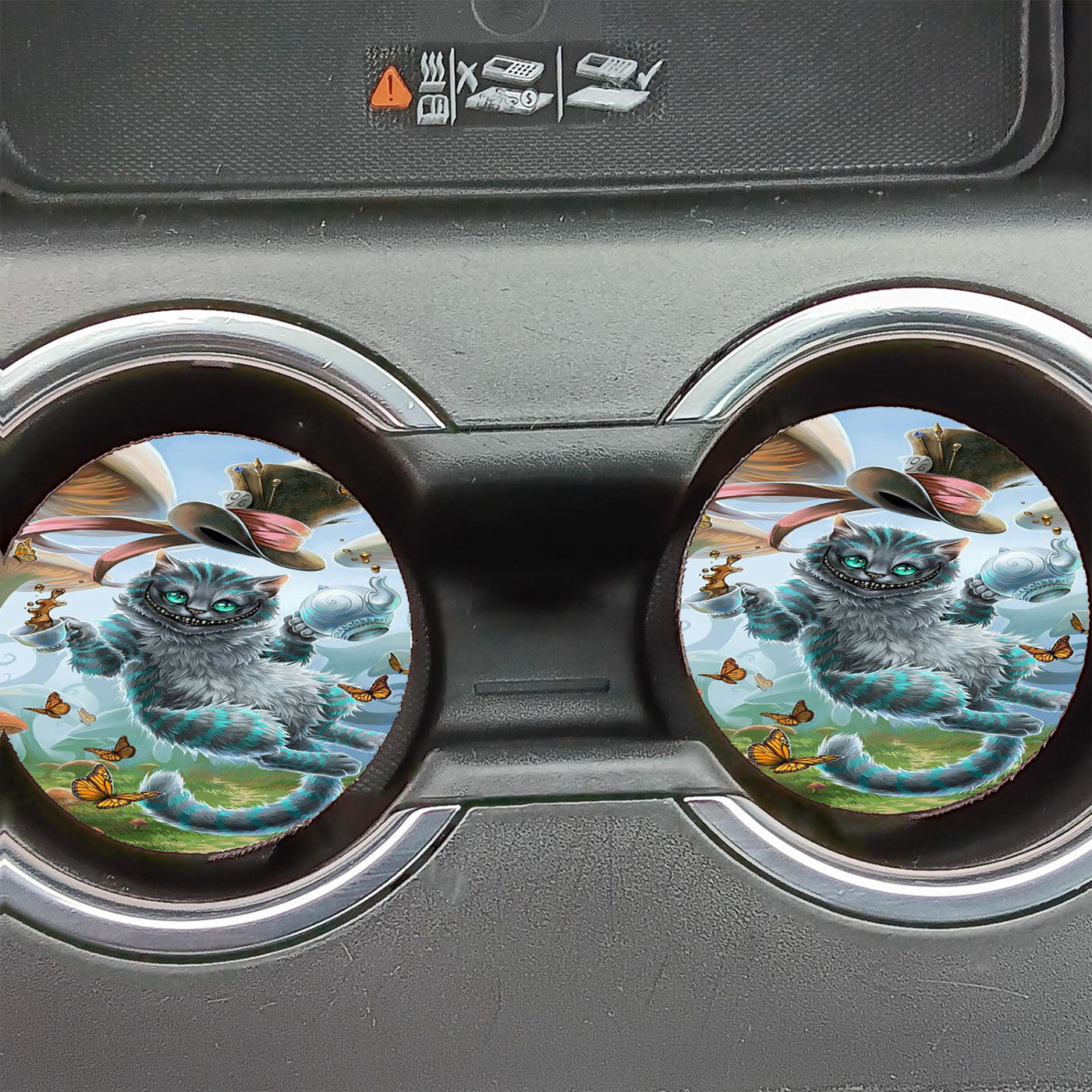Cheshire Cat Tea Time Car Coasters