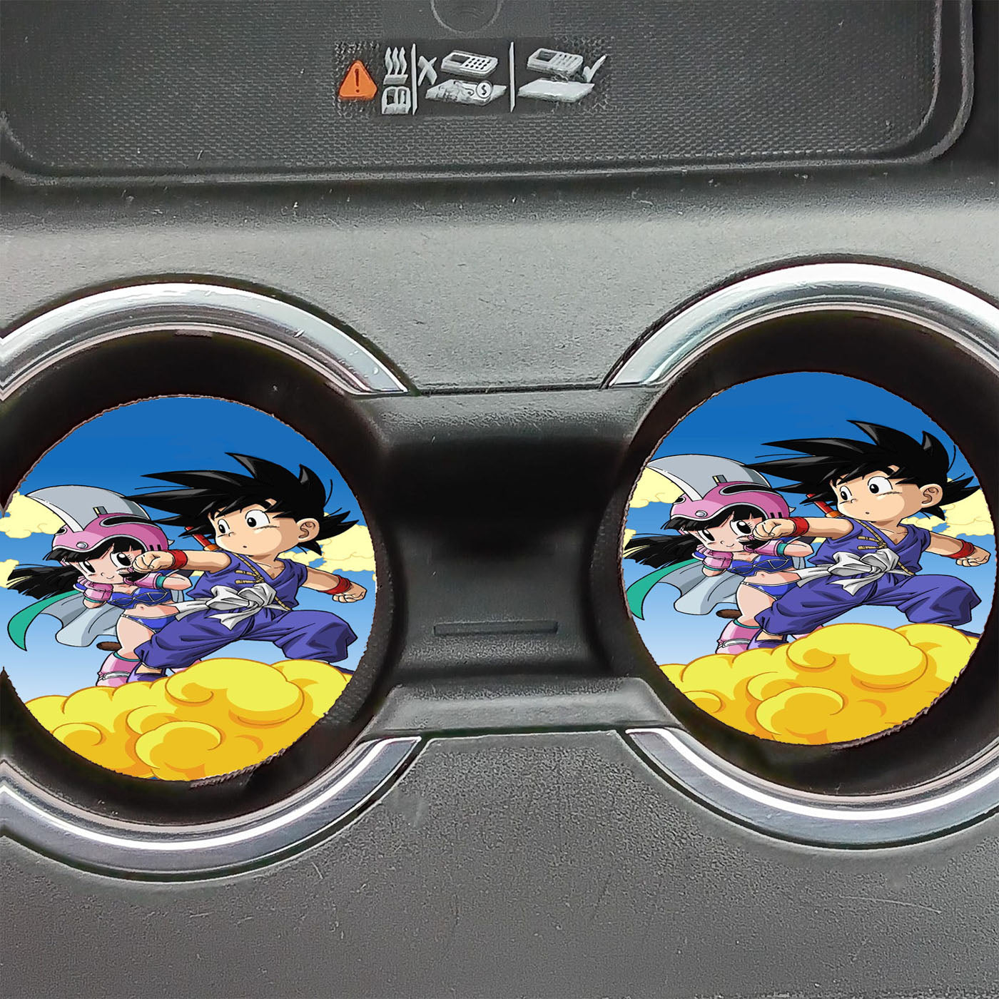 Chi Chi And Kid Goku On Nimbus Car Coasters