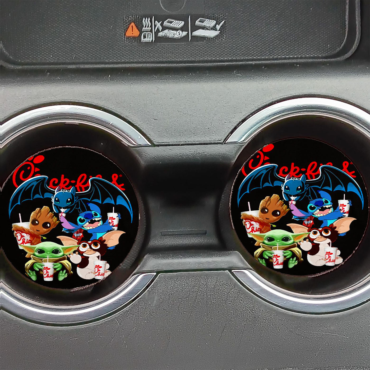Chick Fil A Baby Yoda Groot Toothless Stitch Gizmo Car Coasters