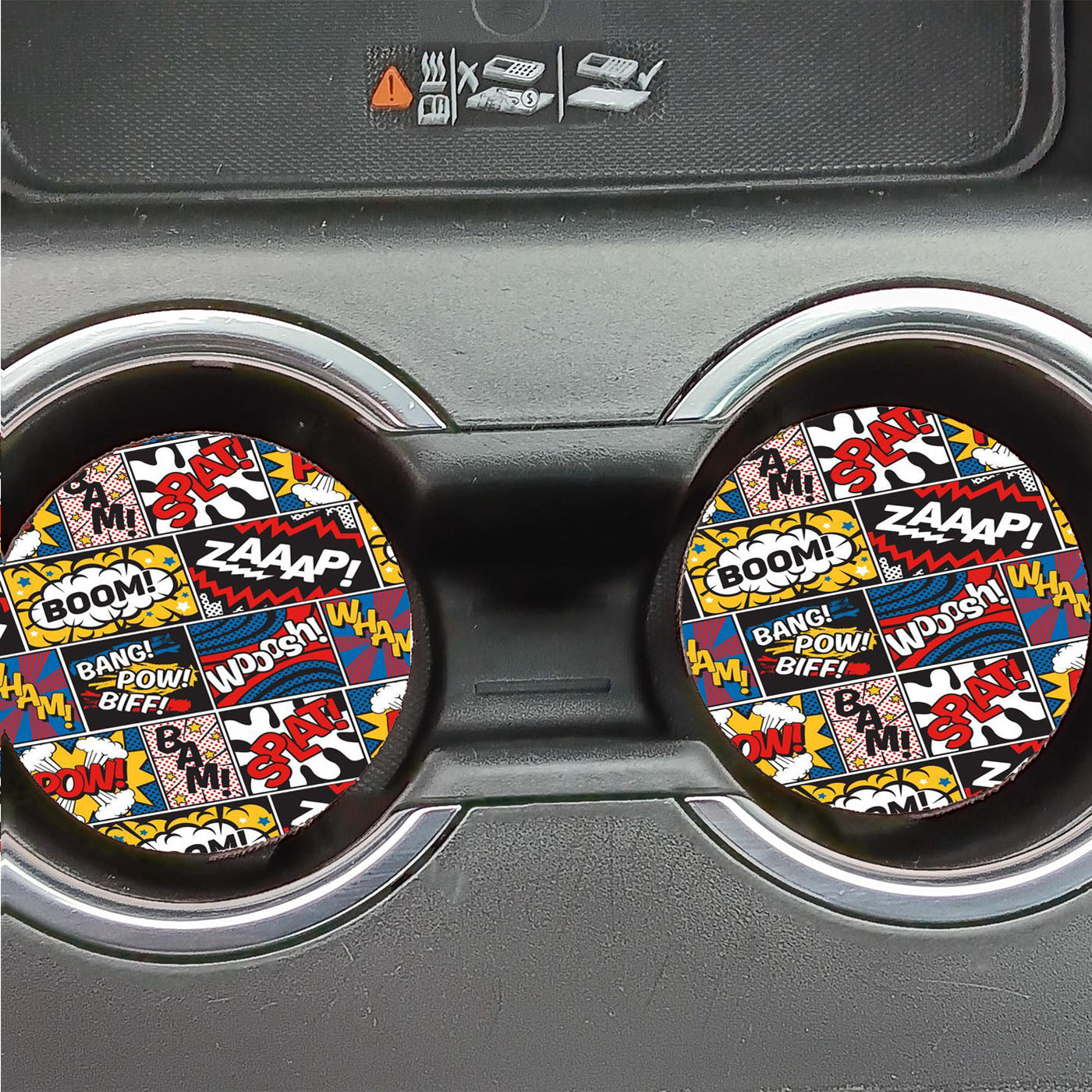 Comic Boom Classic Cartoon Pattern Car Coasters