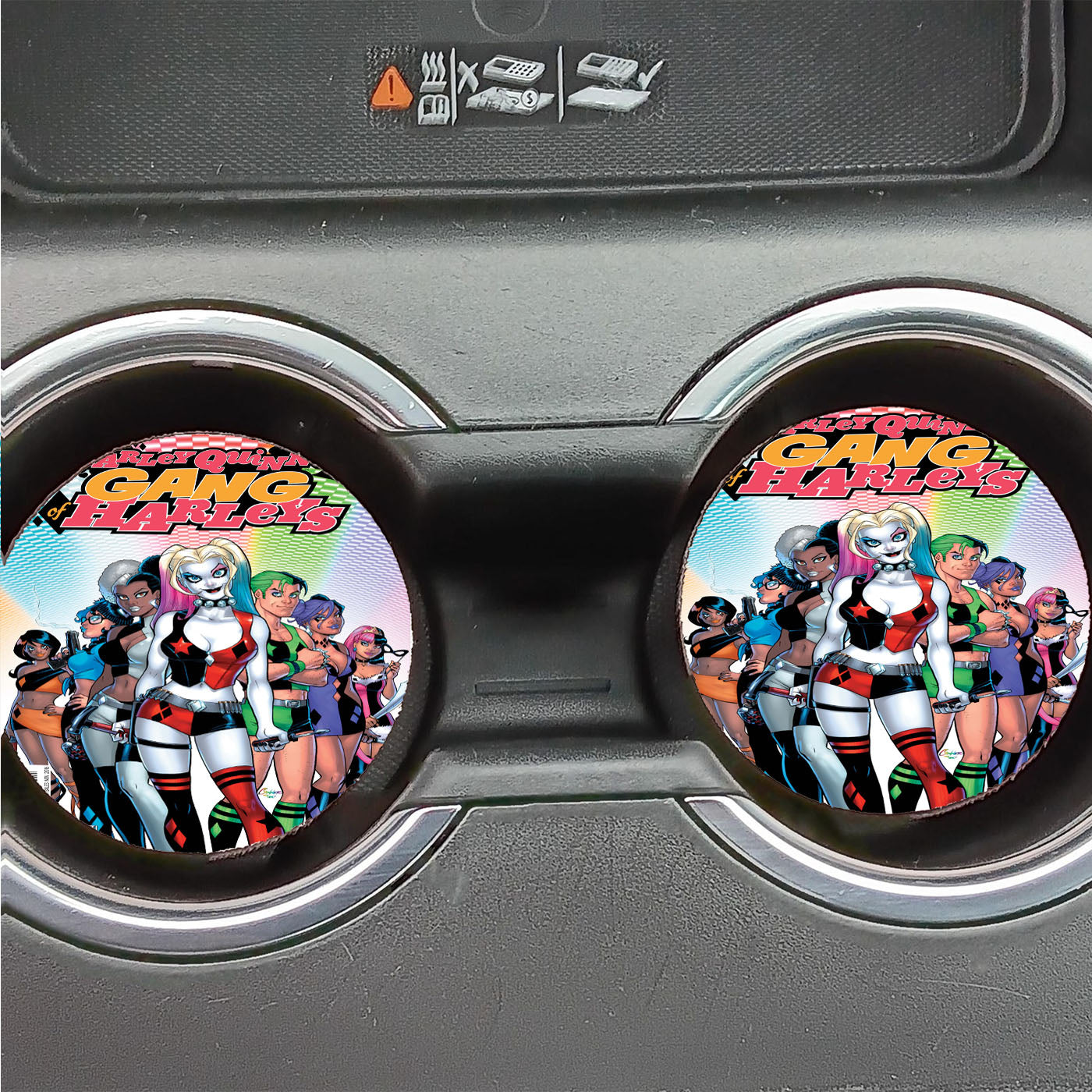 Comic Harley Quinn Gang Of Harleys Car Coasters