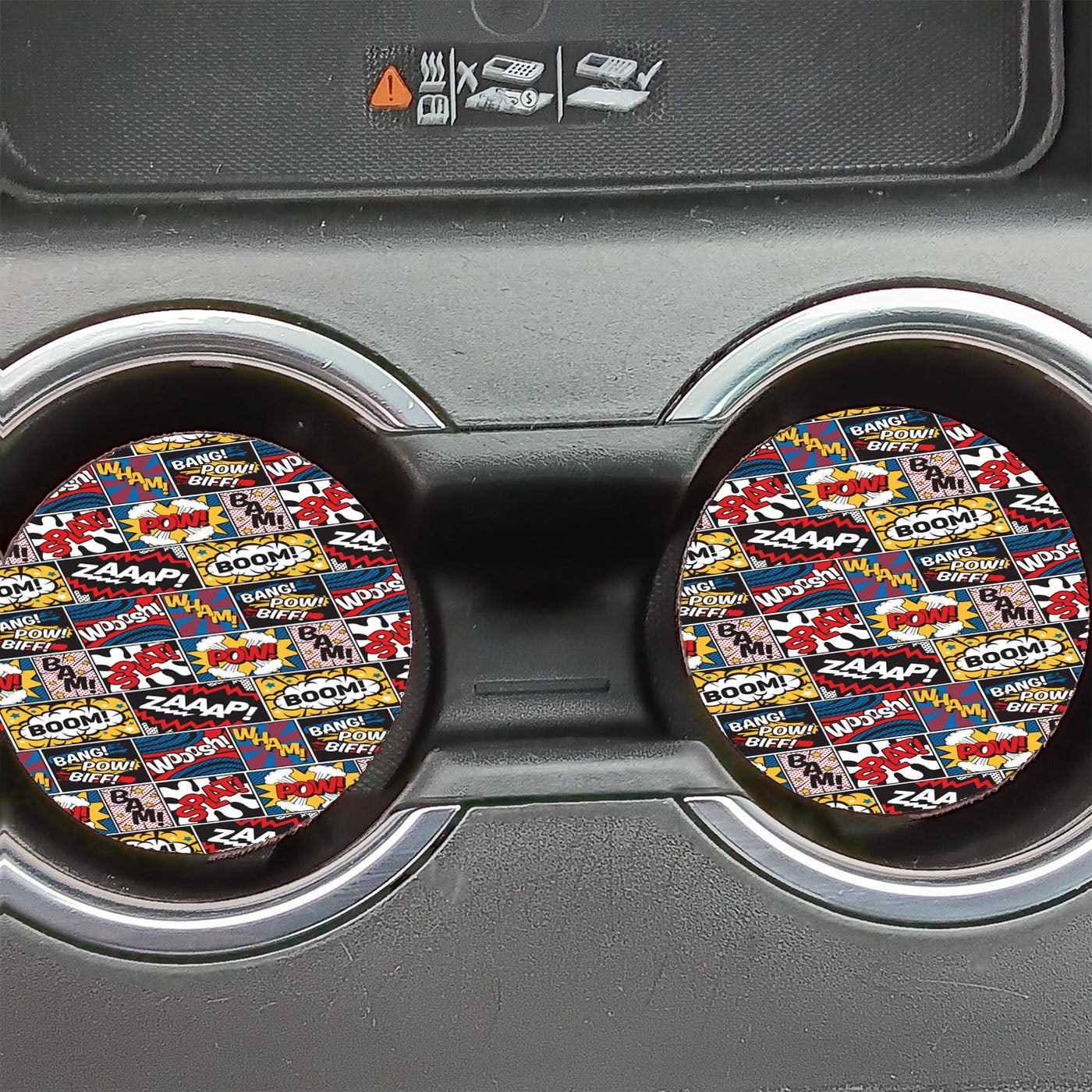 Comic Text Effect Car Coasters