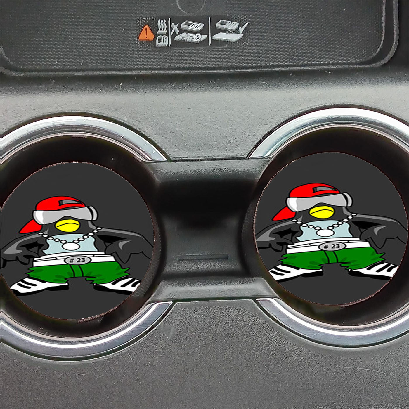 Cool Penguin Clip Art Grey  Car Coasters