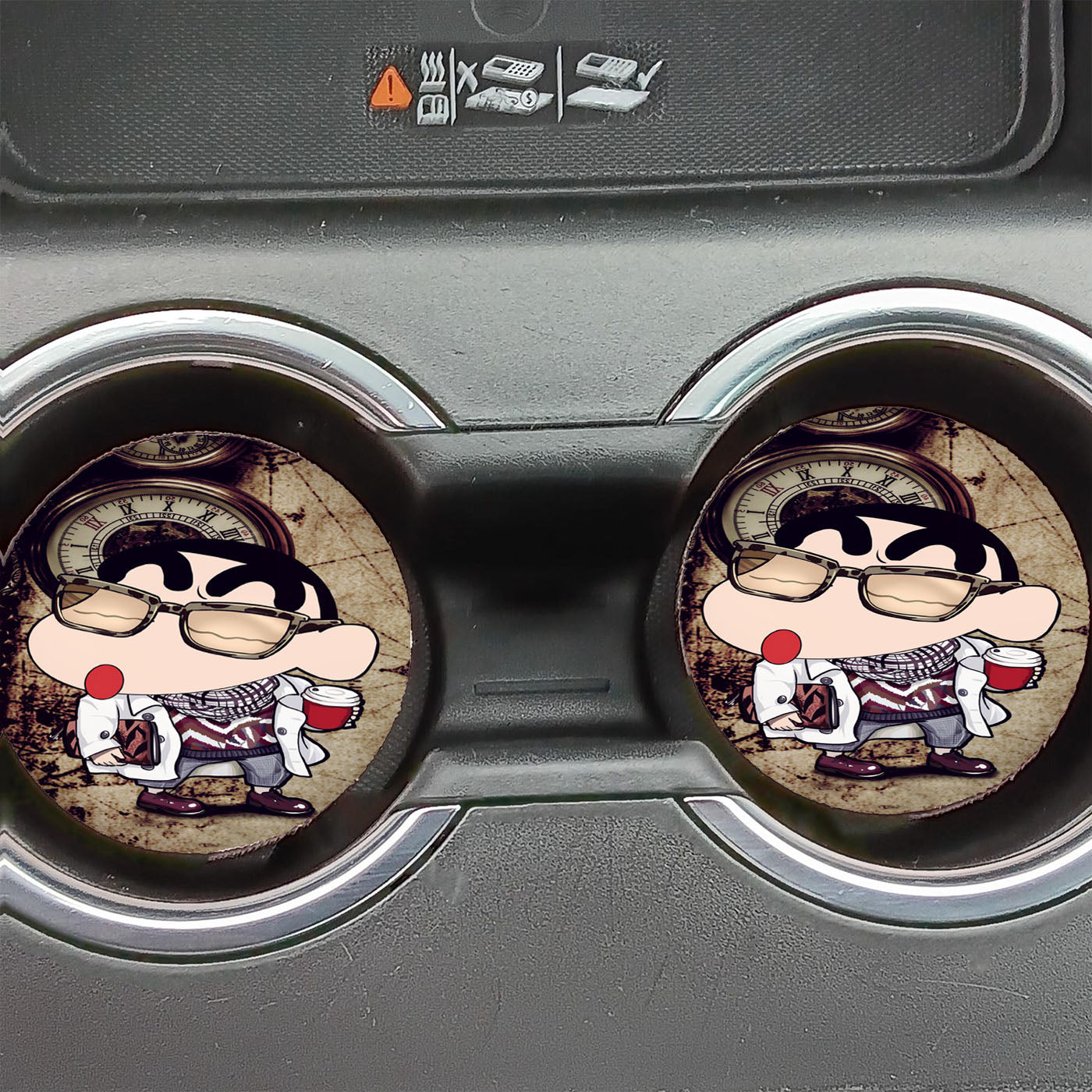 Crayon Shin Chan Cute Cartoon Car Coasters