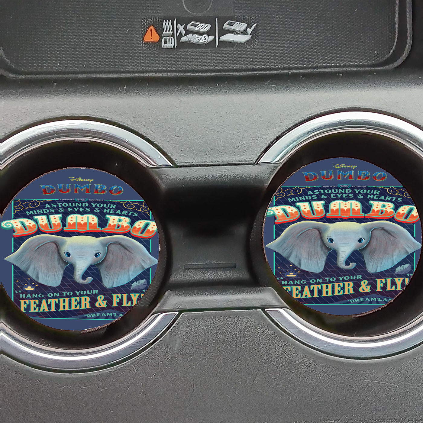 Crayon Style Dumbo Miracle Elephant Car Coasters