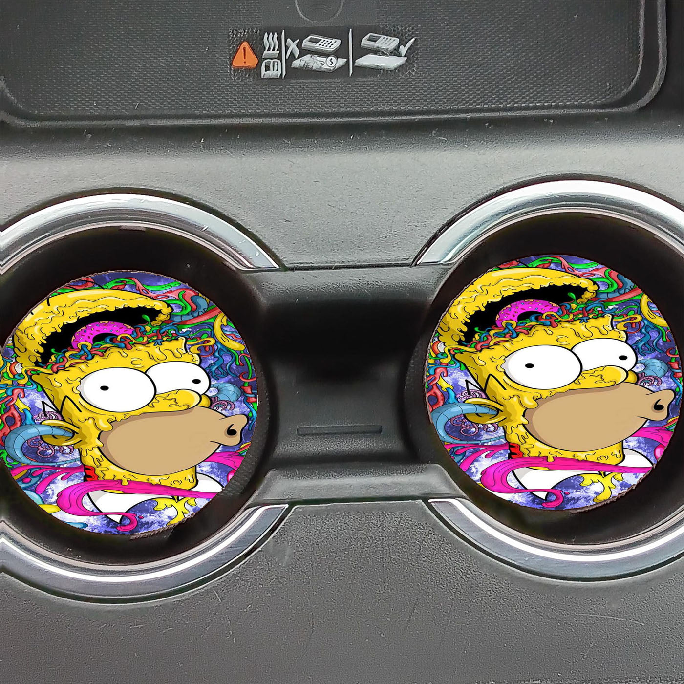 Crazy Homer J Simpsons Fan Art  Car Coasters
