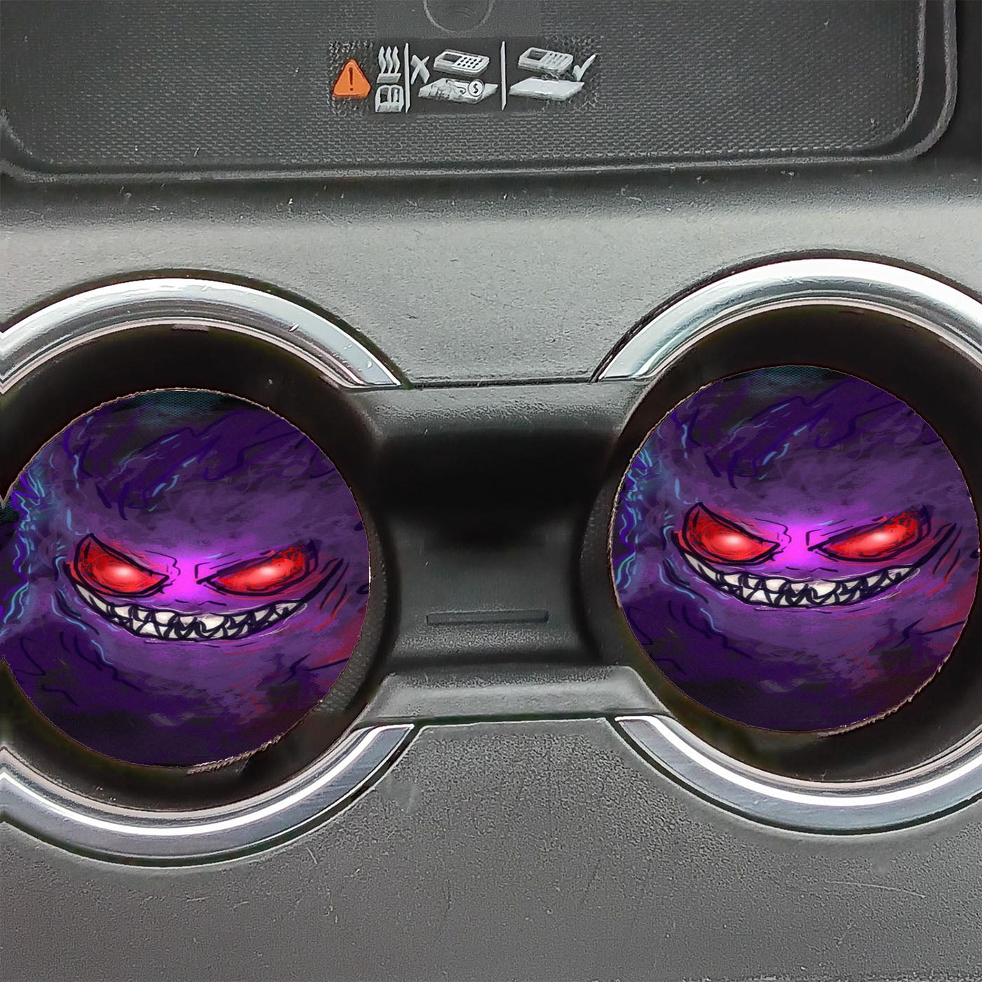 Creepy Face Gengar Pokemon Car Coasters