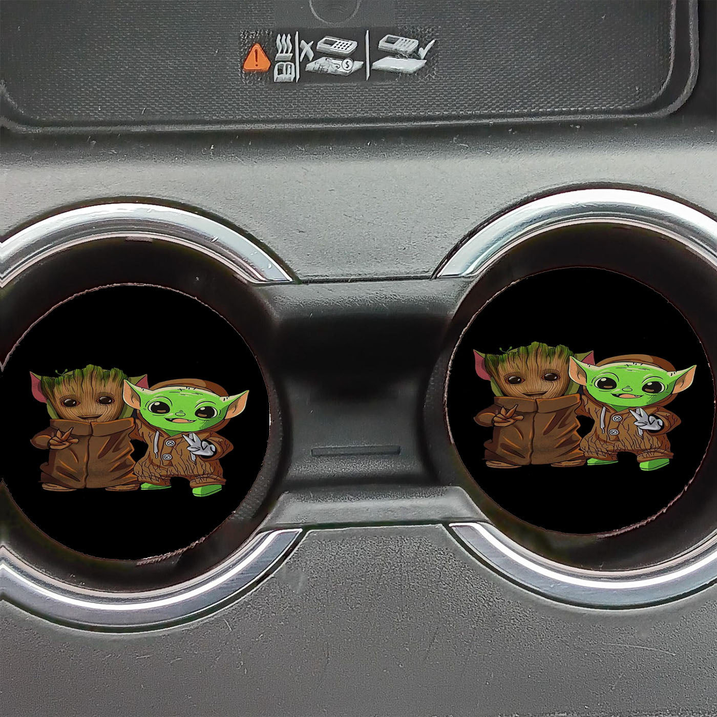 Cute Baby Groot And Baby Yoda Costume Car Coasters