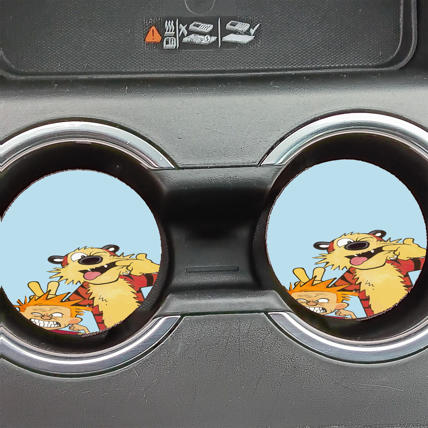 Cute Calvin And Hobbes Car Coasters