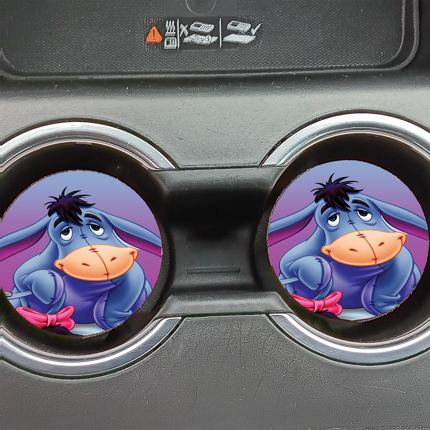 Cute Cartoon Eeyore Purple Wallpaper Car Coasters