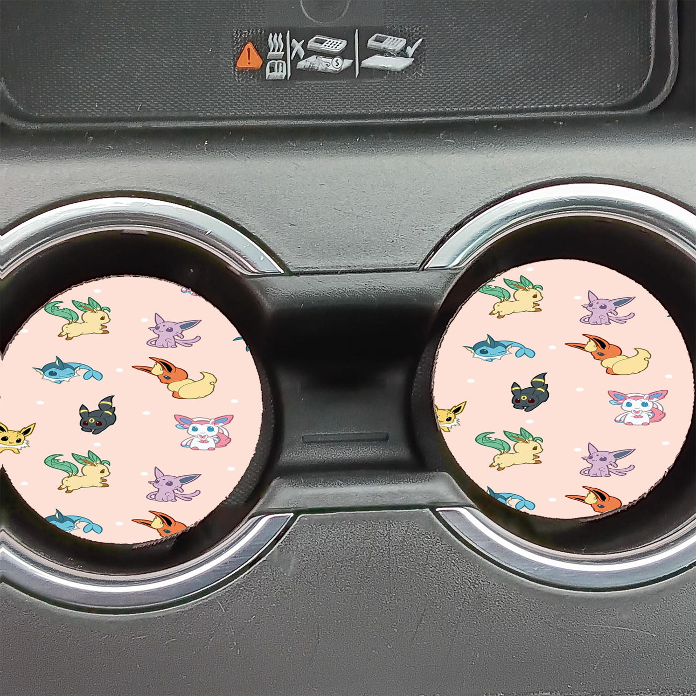 Cute Eevee Pokemon Eeveelutions Pattern Car Coasters