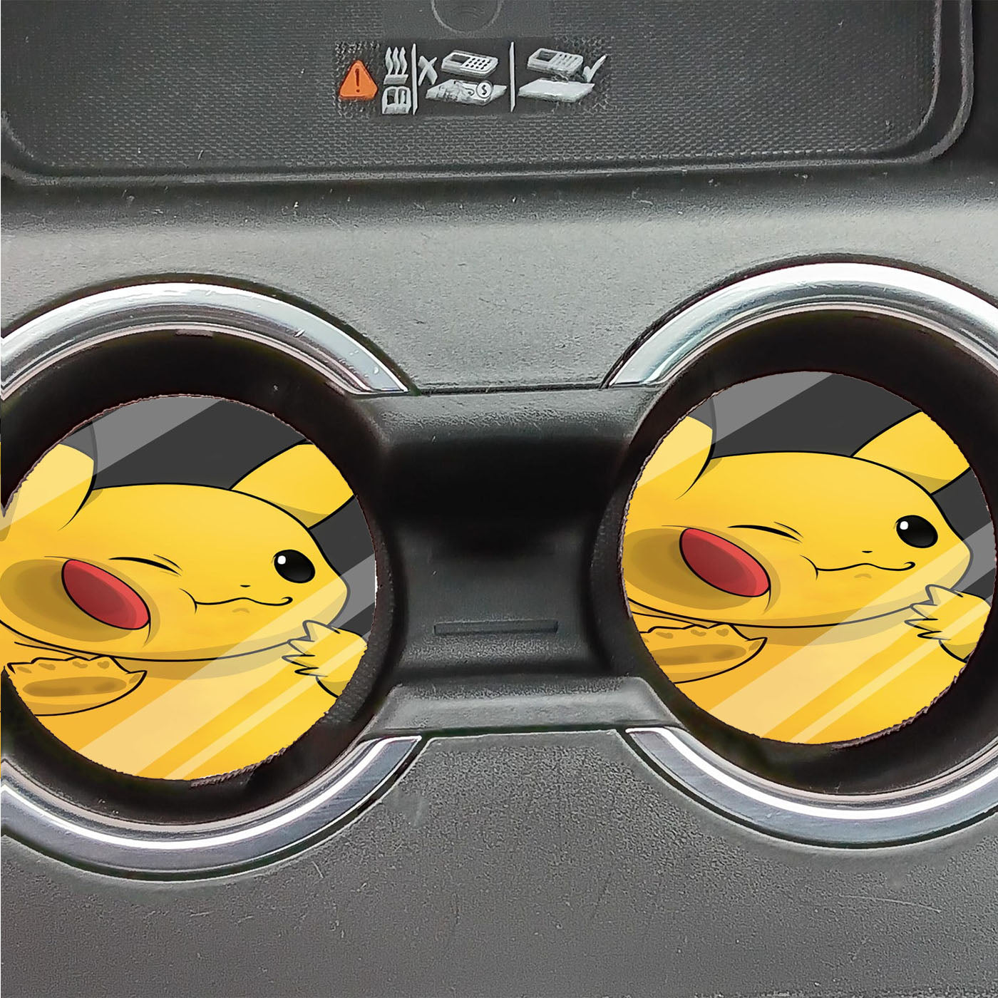 Cute Face Pokemon Pikachu Trapped On Mirror Car Coasters