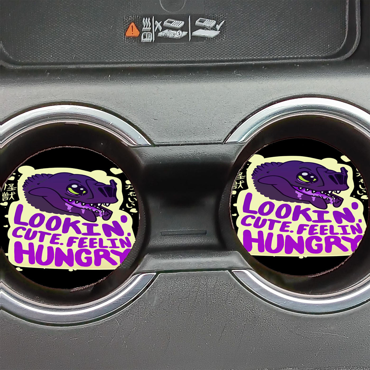 Cute Lizard Monster Feelin Hungry Car Coasters