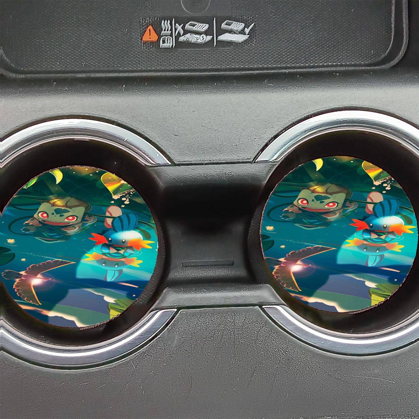 Cute Pokemon Bulbasaur And Mudkip Car Coasters