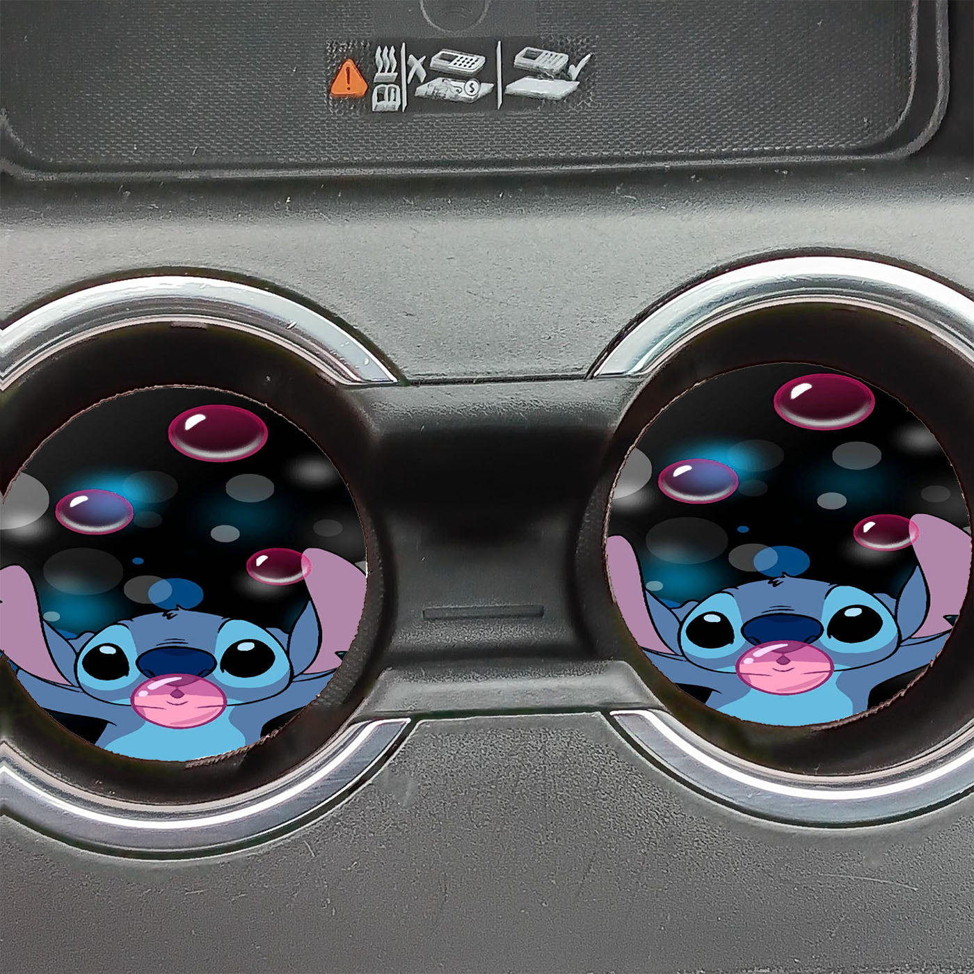 Cute Stitch Bubble Gum Wallpaper Car Coasters