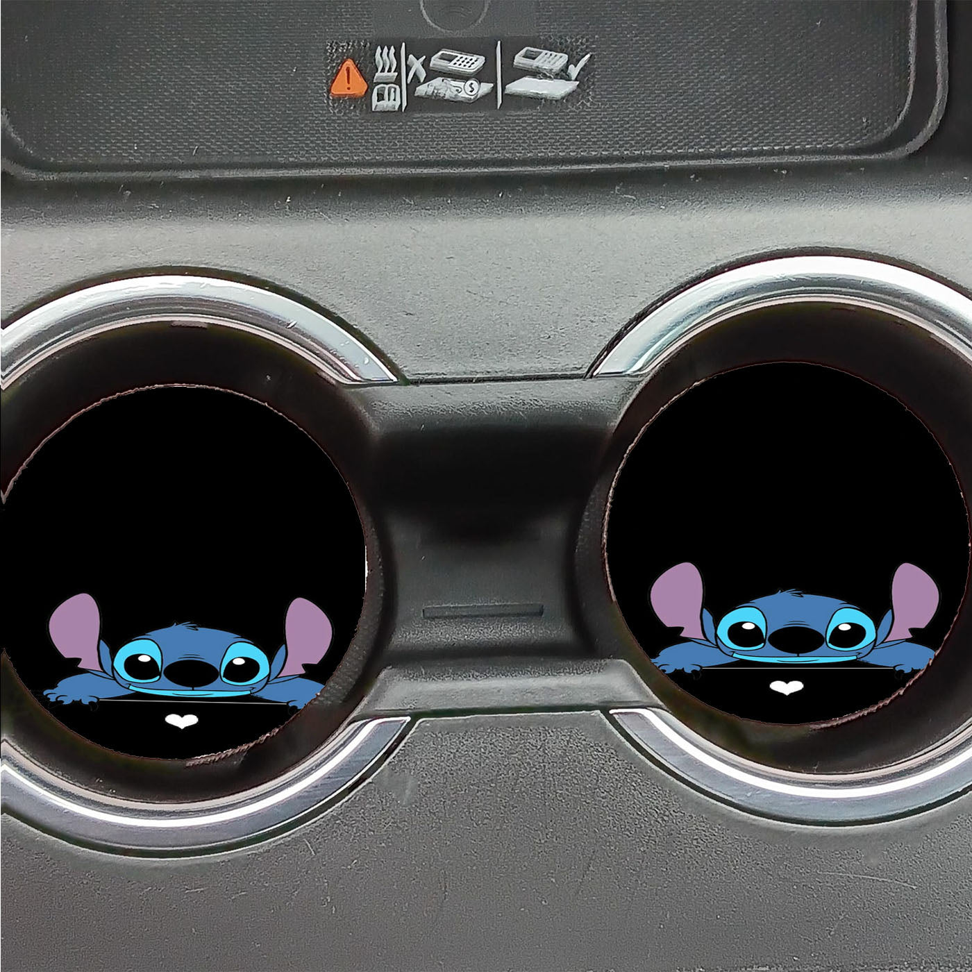 Cute Stitch Love Black Wallpaper Car Coasters