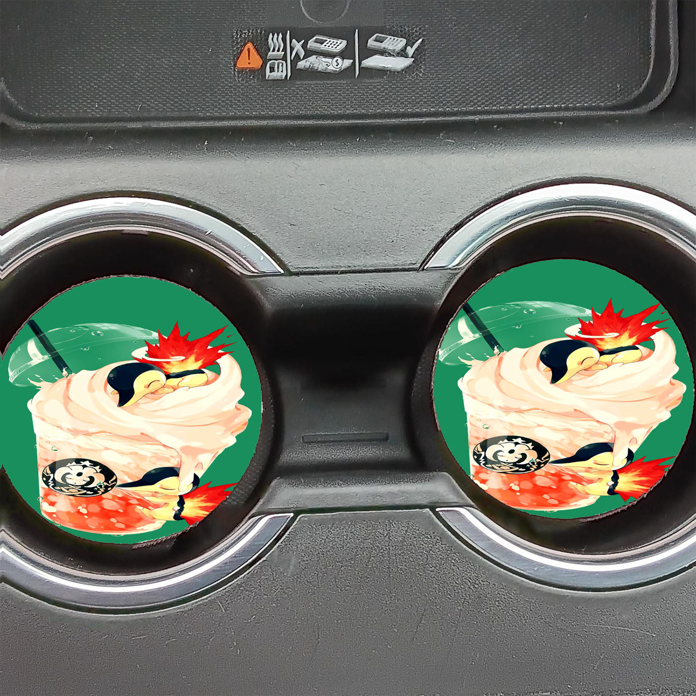 Cyndaquil Pokemon X Pink Drink Bubble Car Coasters
