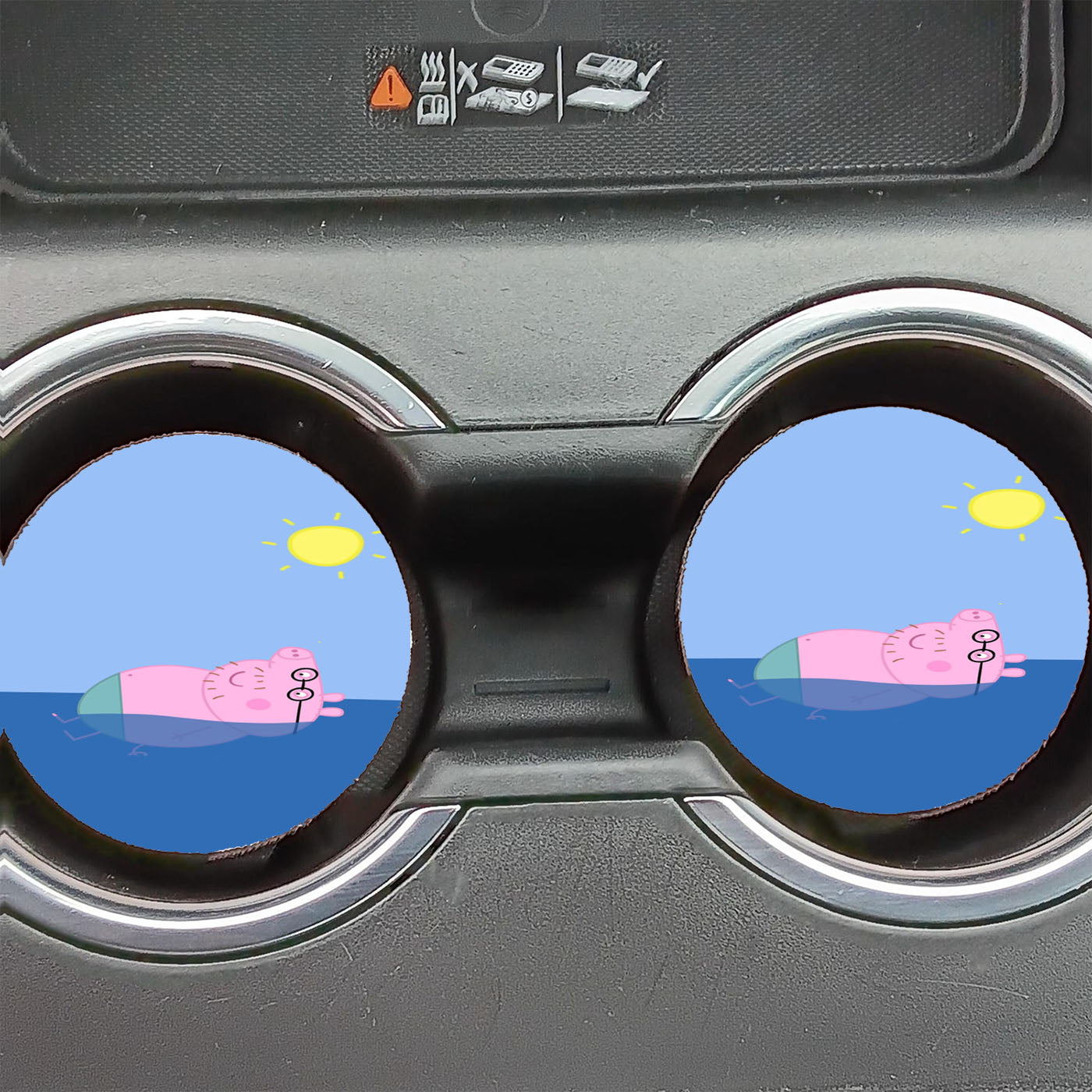 Daddy Peppa Pig Edition Sticker Car Coasters