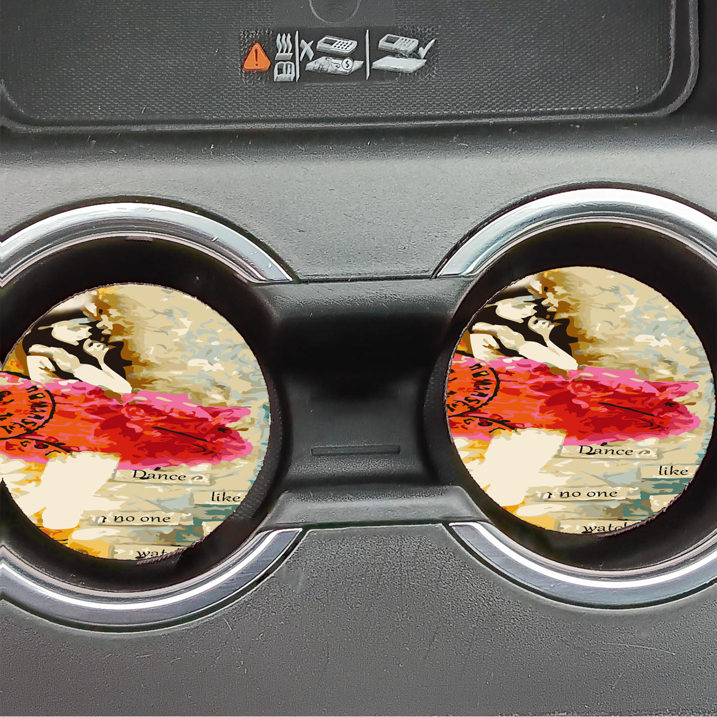 Dance Like No One Is Watching Altered Art Collage Ballerina  Car Coasters