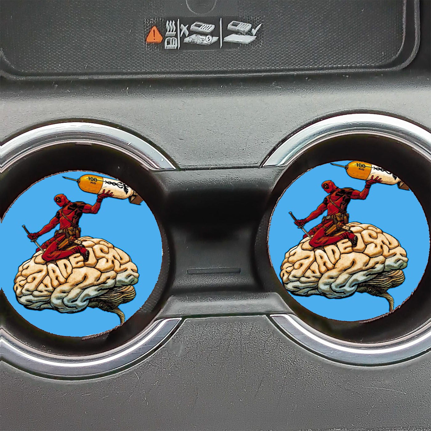 Deadpool Brain Comics Car Coasters