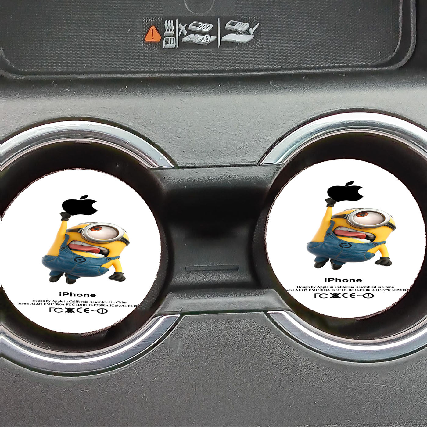 Despicable Me Minion Catch Apple Design Car Coasters