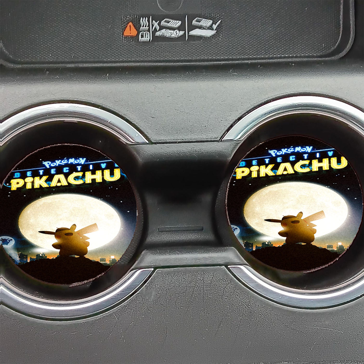 Detective Pikachu Poster Watercolor Car Coasters