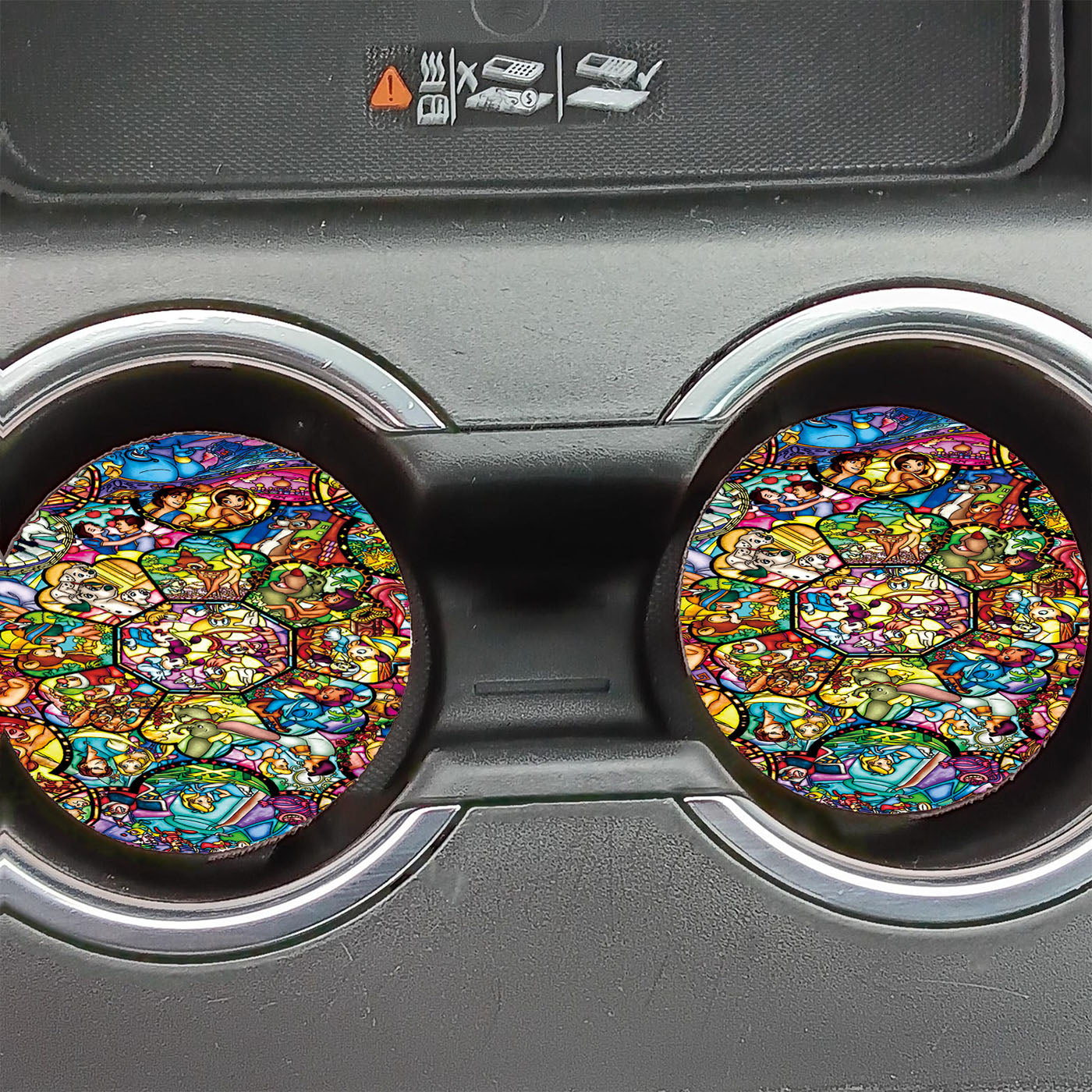 Disney All Characters Stained Glasses Car Coasters