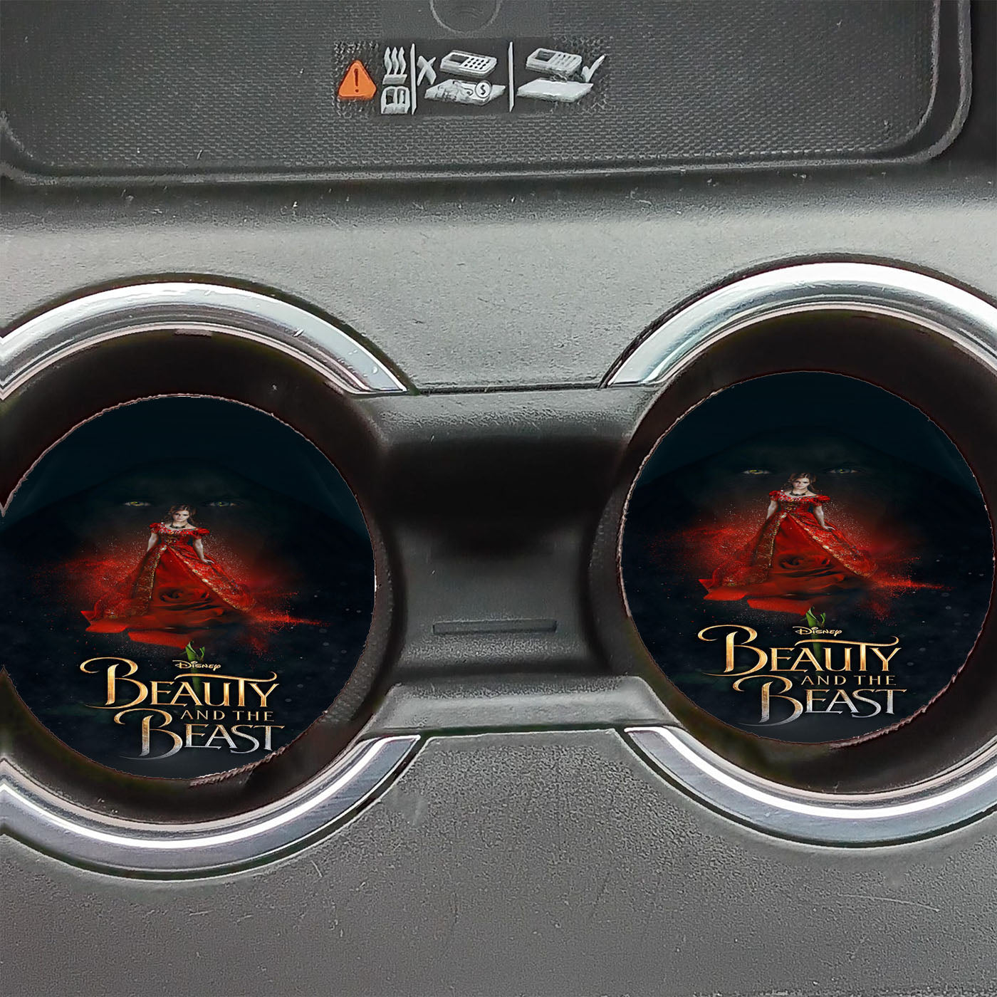 Disney Beauty Beast Poster Illustration Art Car Coasters