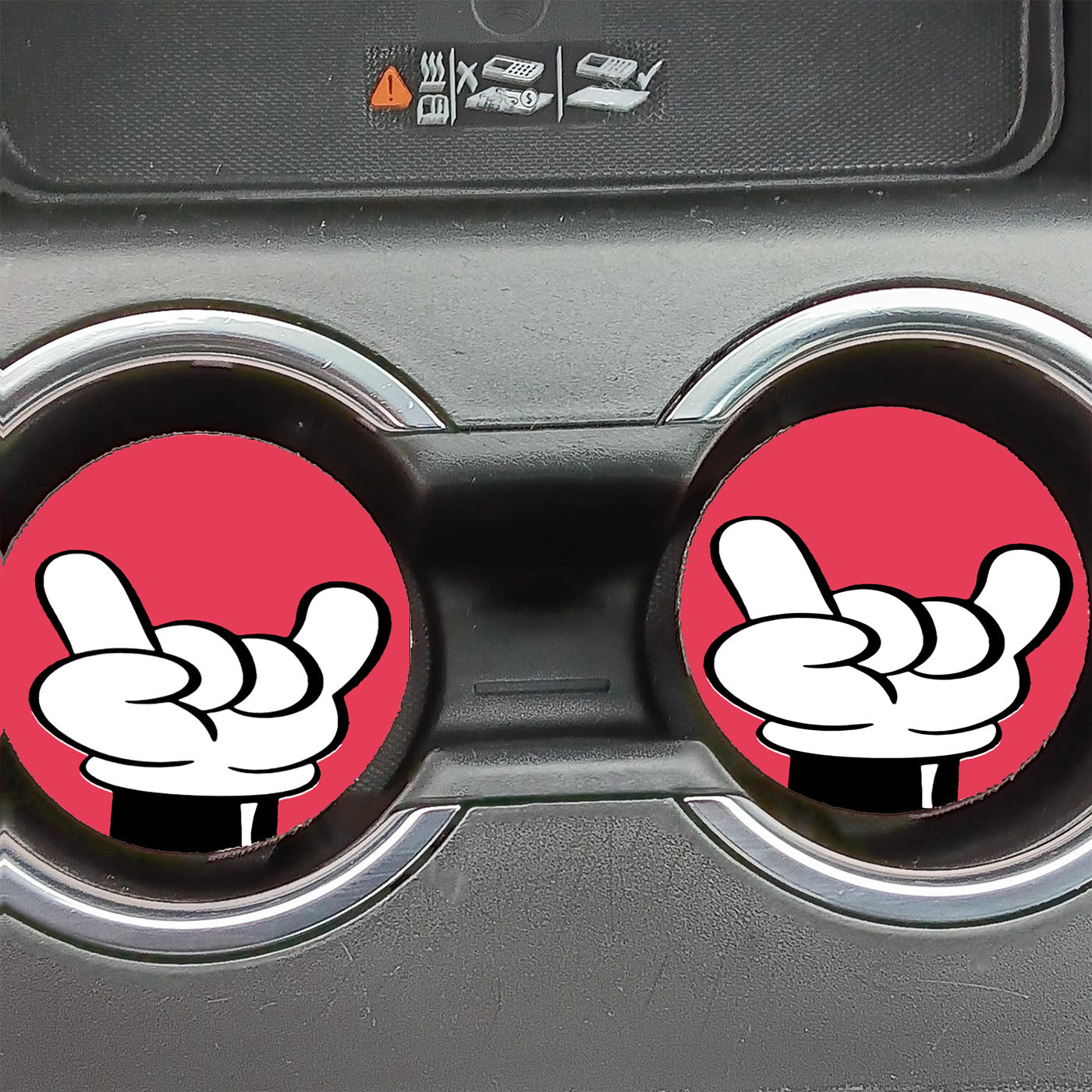 Disney Cartoon Mickey Hand Funny Swag Rock Car Coasters