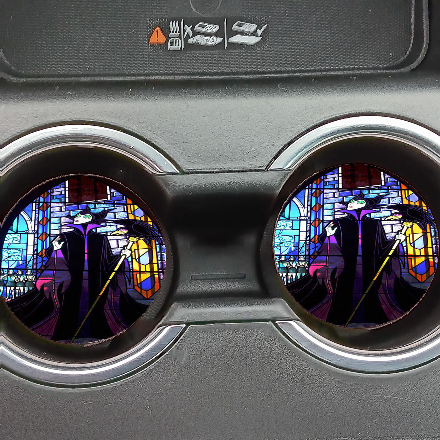 Disney Malficent Stained Glasses Car Coasters