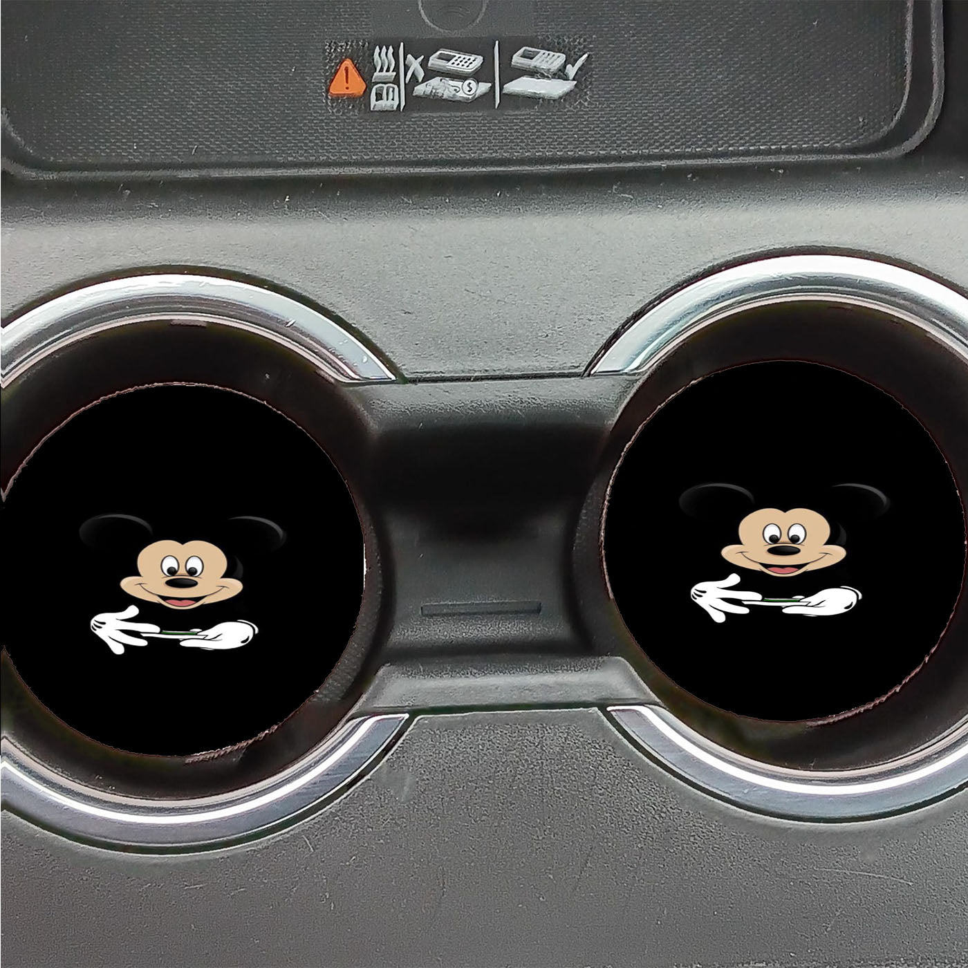 Disney Micky Face Black Wallpapers Car Coasters