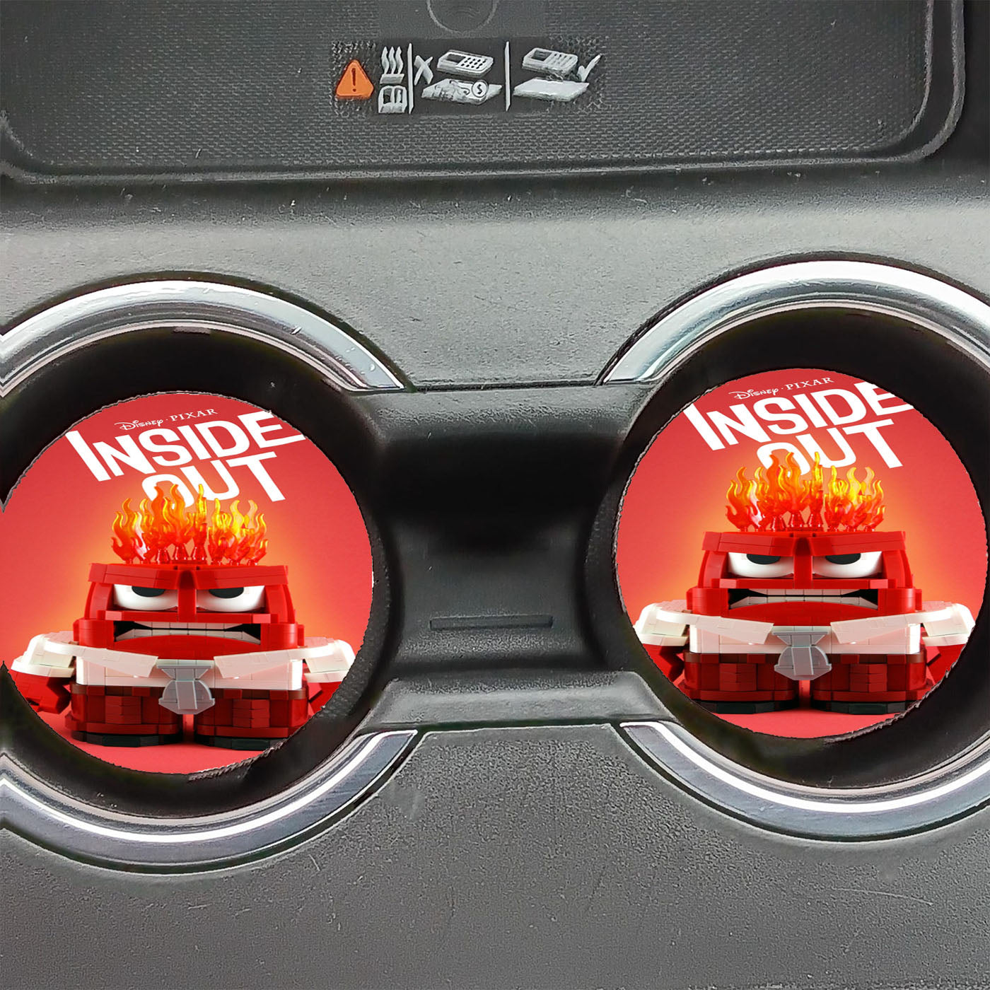 Disney Movie Inside Out Anger Art Lego Car Coasters